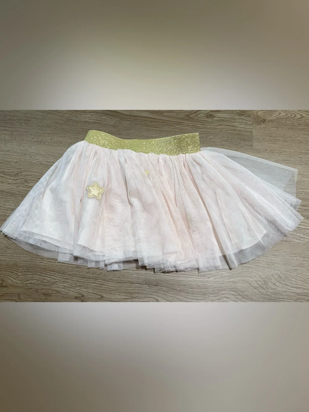 Pippa & Julie Light Pink Tulle Skirt with Gold Glitter Waistband